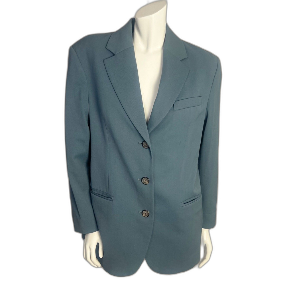 Everlane Wool Oversized Blazer 80s Style Dusty Blue Women's Size 6 - Picture 2 of 8